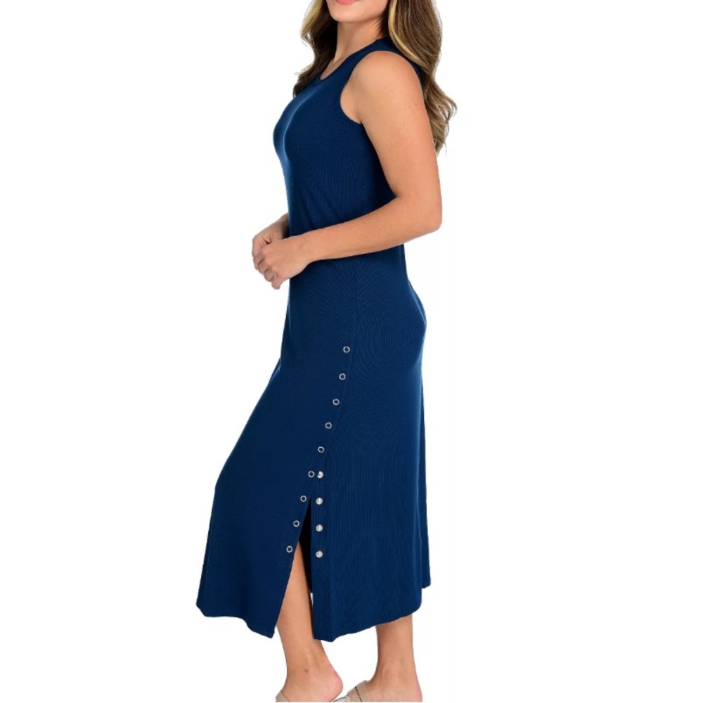 Women’s‎ Indigo Thread Co Navy Ribbed Side Snap Midi Dress